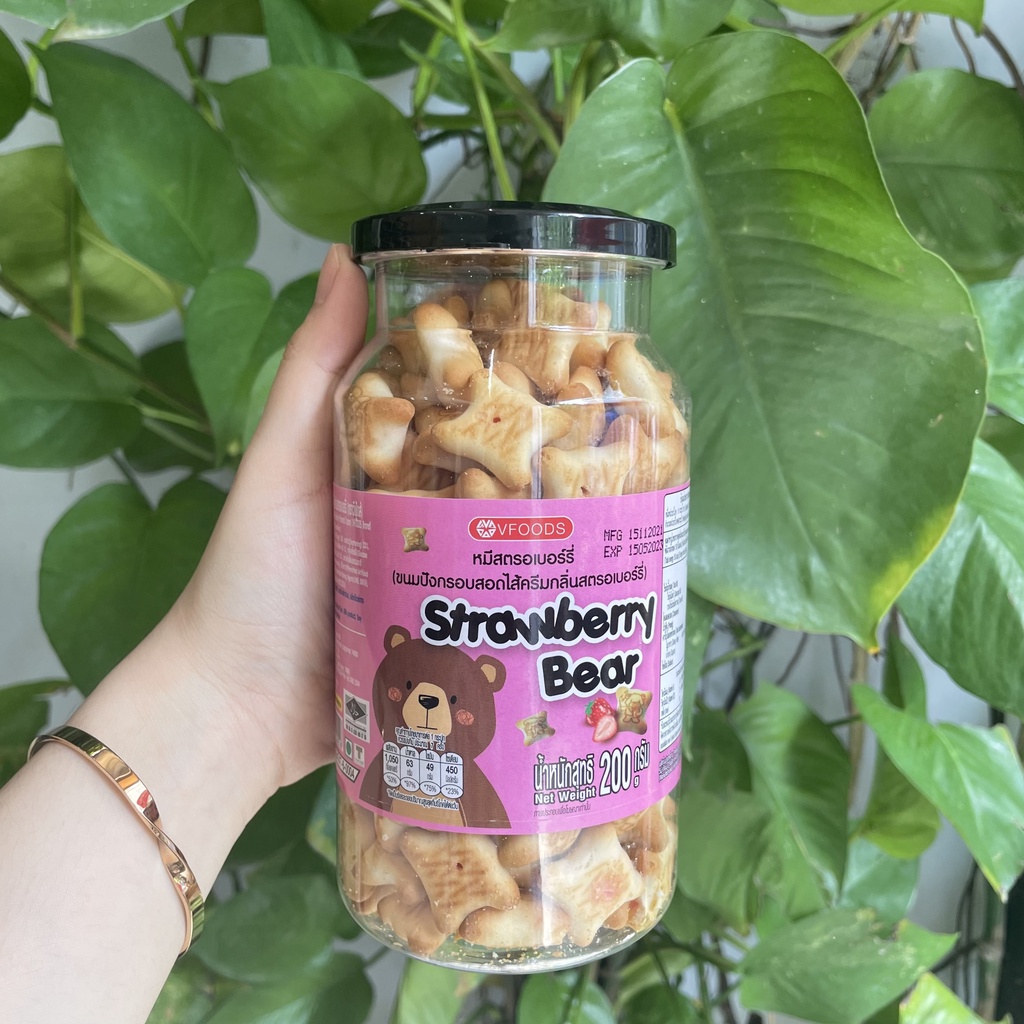 Bánh Gấu VFoods Nhân Kem Dâu Strawberry Bear (Hộp 200g)