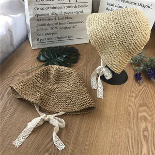 Mũ Ajuma Cho Bé Mũ Cói Cột Nơ Hàn Quốc - MK8