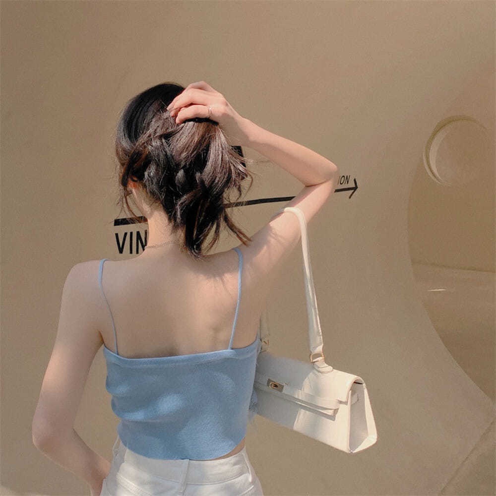 Jiashucheng Áo Hai Dây Dáng Ngắn Ôm Vừa Vặn Với Thiết Kế Lưng Đẹp Thời Trang Mùa Hè Cho Nữ