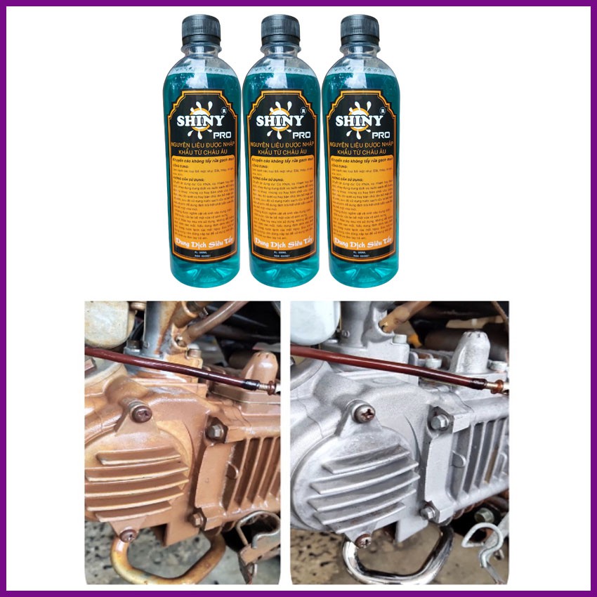 Nước Tẩy Rửa Xe Máy Đa Năng 3x super clean và Shiny pro, Tẩy Dầu Nhớt, Lốc Máy, Rỉ Sét , Ố Vàng Lâu Năm
