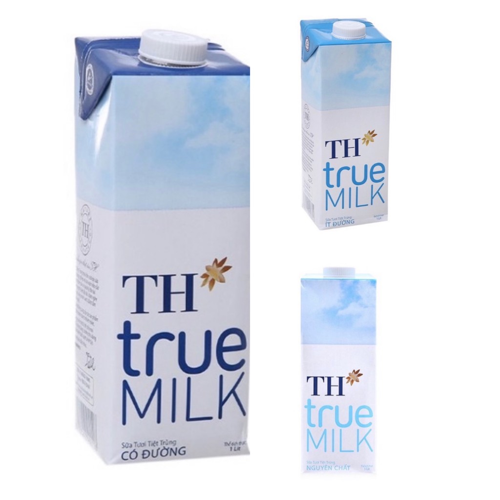 Hộp 1L sữa tươi tiệt trùng Có Đường/Ít đường/Nguyên Chất TH True Milk date mới