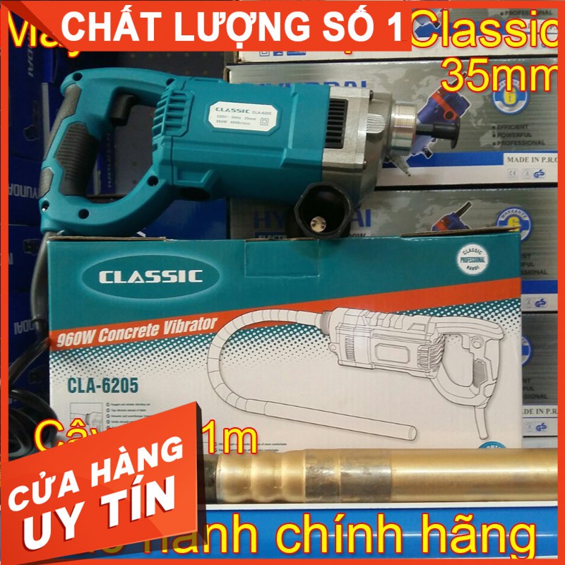 Máy đầm dùi bê tông cầm tay chạy điện Classic CLA6205 cây dùi 1 mét, động cơ dây đồng, BH 6 tháng