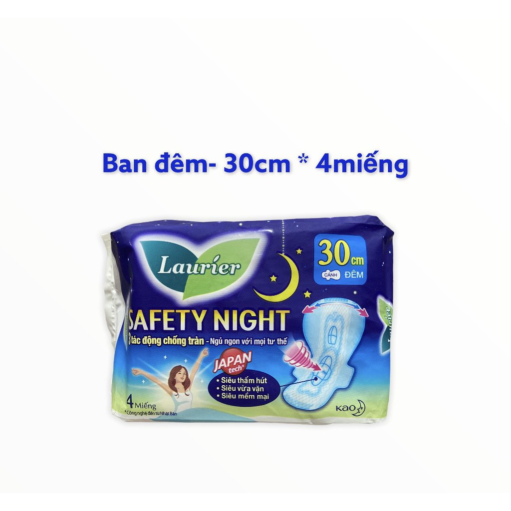 Băng vệ sinh Laurier Nhật Bản Ban Đêm  FRESH &amp; FREE (30cm x 4 Miếng)