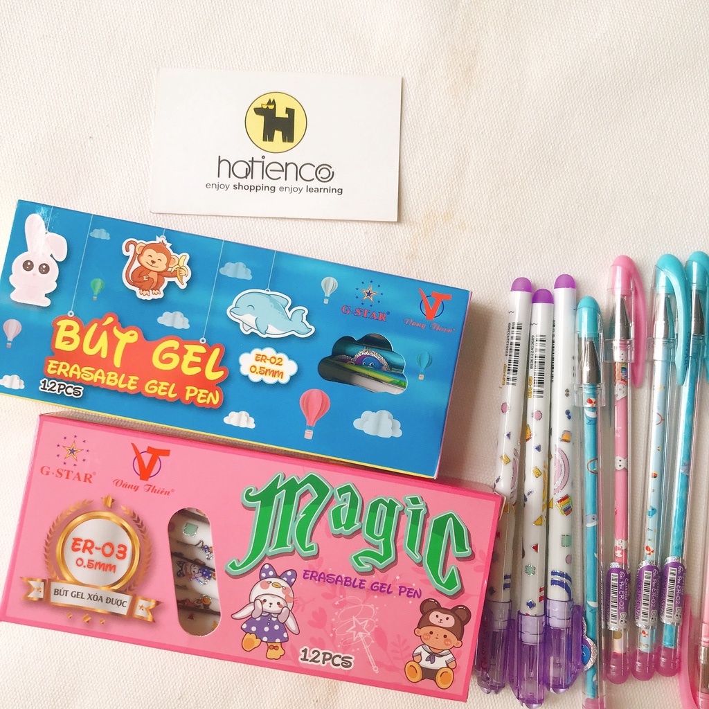 Hộp 12 cây bút mực tím, bút gel xóa được Gstar viết êm, đều mực dành cho học sinh