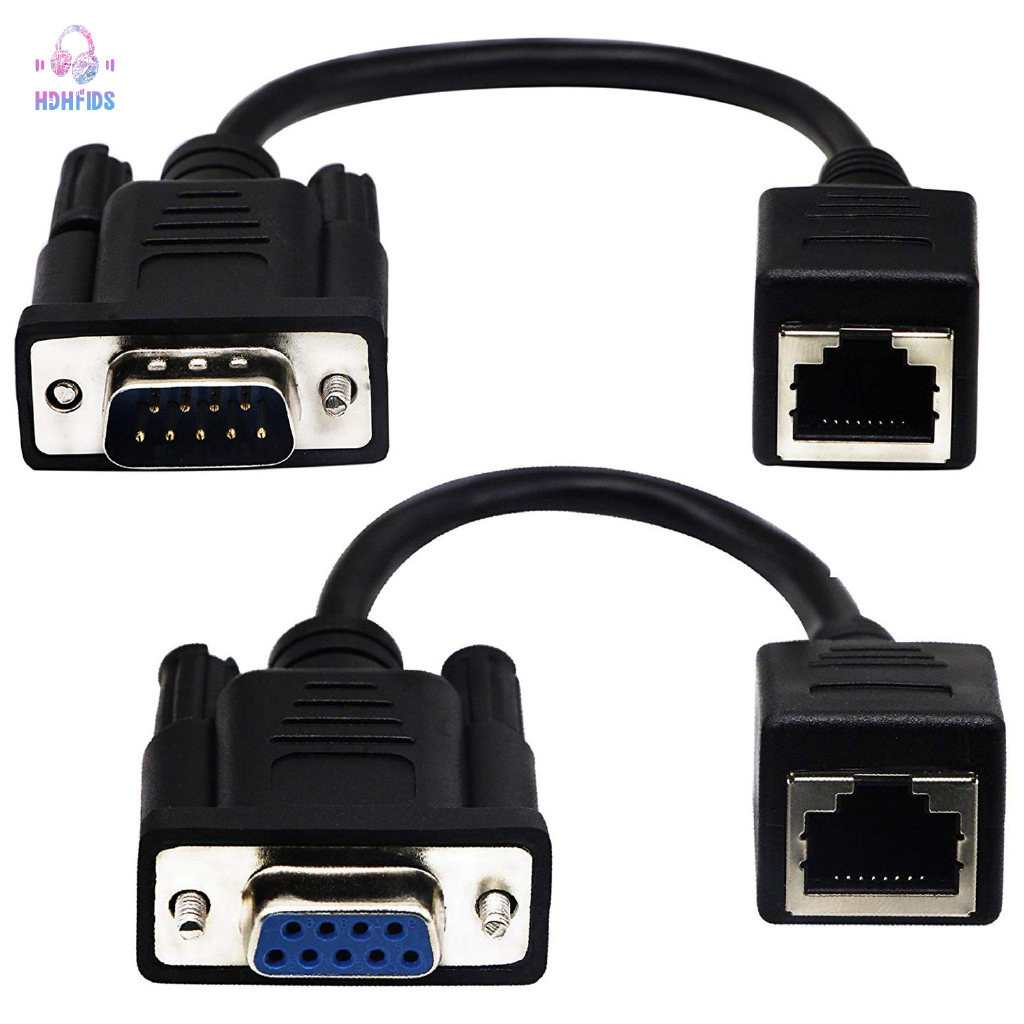 Set 2 Dây Cáp Chuyển Đổi Rj45 Sang Rs232 9-pin Female & Male To Rj45 Female Cat5 / 6 18cm / 7inch)