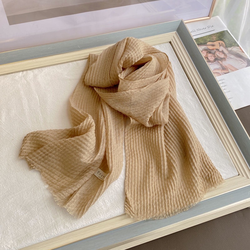 Mz Khăn Choàng Cổ Nhỏ Kết Cấu Cotton Lanh Mỏng Gấp Lại Được Thời Trang Mùa Hè Dành Cho Nữ