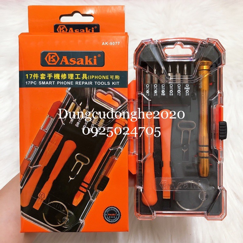 Bộ Tua Vít Sửa Điện Thoại Asaki AK-9077 17 Chi Tiết