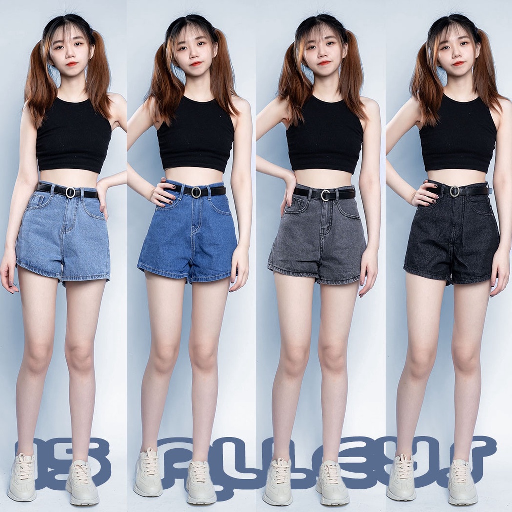 Quần Sóc Jean Nữ Lưng Cao Ali.620, Short Trơn Basic Đẹp Tôn Dáng