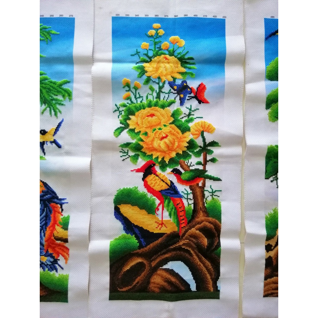 Tranh thêu chữ thập tứ quý Tùng cúc trúc mai A1123