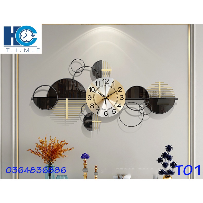 Đồng hồ treo tường trang trí decor T01 kích thước 86 x 43 cm