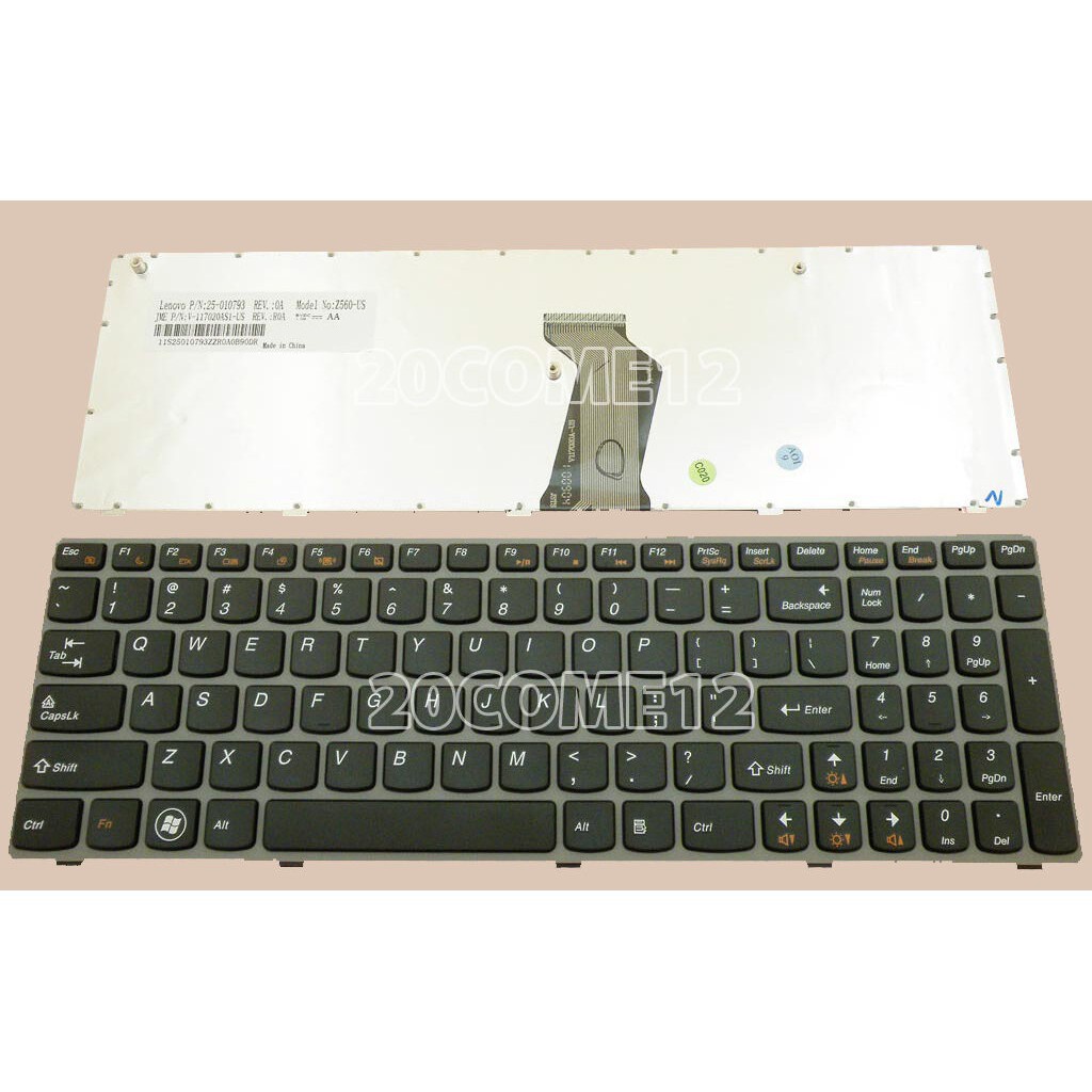 (KEYBOARD) BÀN PHÍM LAPTOP LENOVO Z560 dùng cho Ideapad B580 Z560 Z560A Z565 Z565A G570 G575 G770 G780