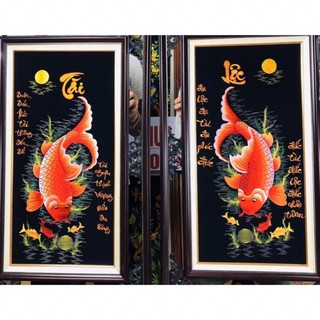 [rẻ nhất shoppe] tranh thêu cá chép tài lộc