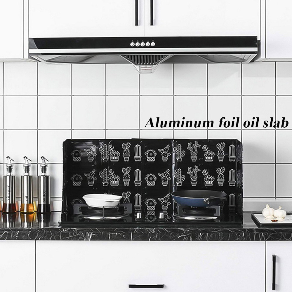 Tắm chắn chống bắn dầu che chảo chiên gấp được bằng lá nhôm dùng trên bếp nấu ăn