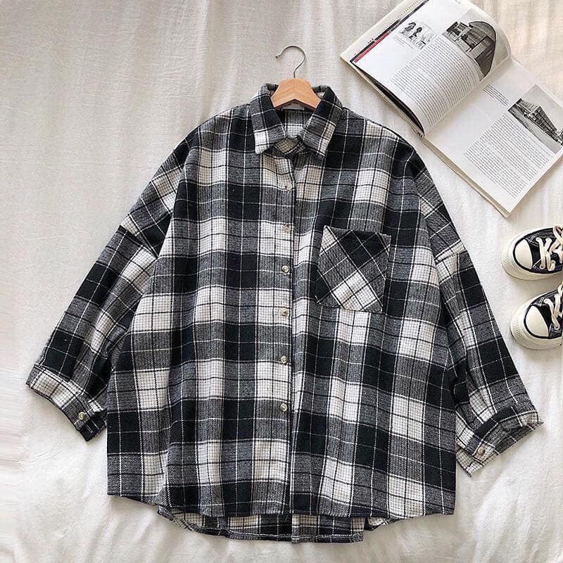 [Mã FAMAYWA giảm 10K đơn 50K] Áo Sơ Mi Nam Nữ Kẻ Tay Bồng 2 Nắp Túi Dáng Rộng Ullzang | BigBuy360 - bigbuy360.vn