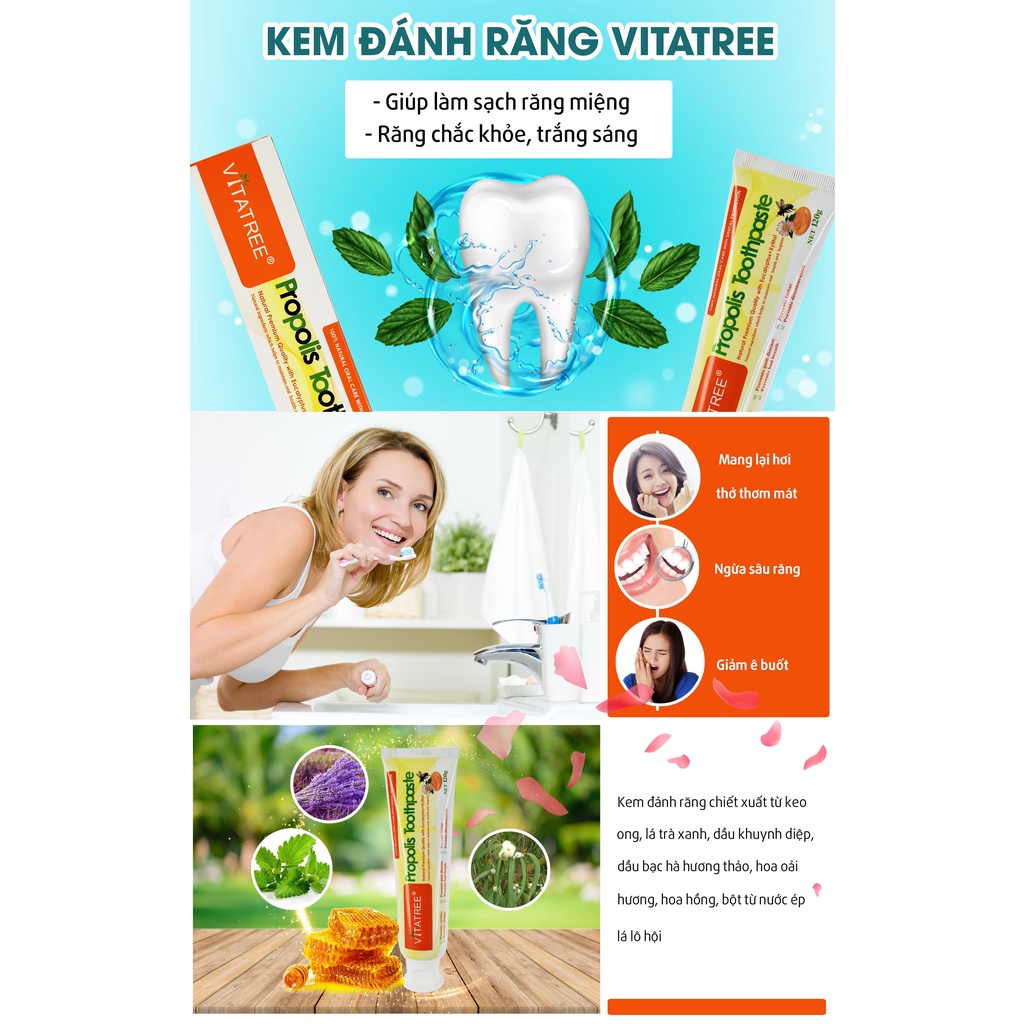 Kem đánh răng keo ong  Vitatree Propolis Toothpaste 120g
