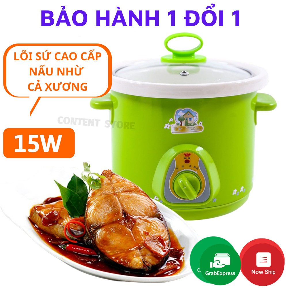 Nồi Nấu Cháo Cho Bé - Nồi Cháo Chậm, Nồi Kho Cá Đa Năng 1,5L-2,5L - Bảo hành 12 Tháng