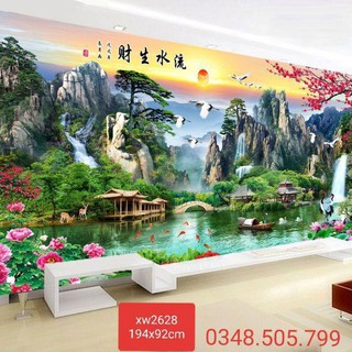 Tranh thêu chữ thập phong cảnh thiên nhiên 194x92cm hàng có sẵn sỉ= lẻ