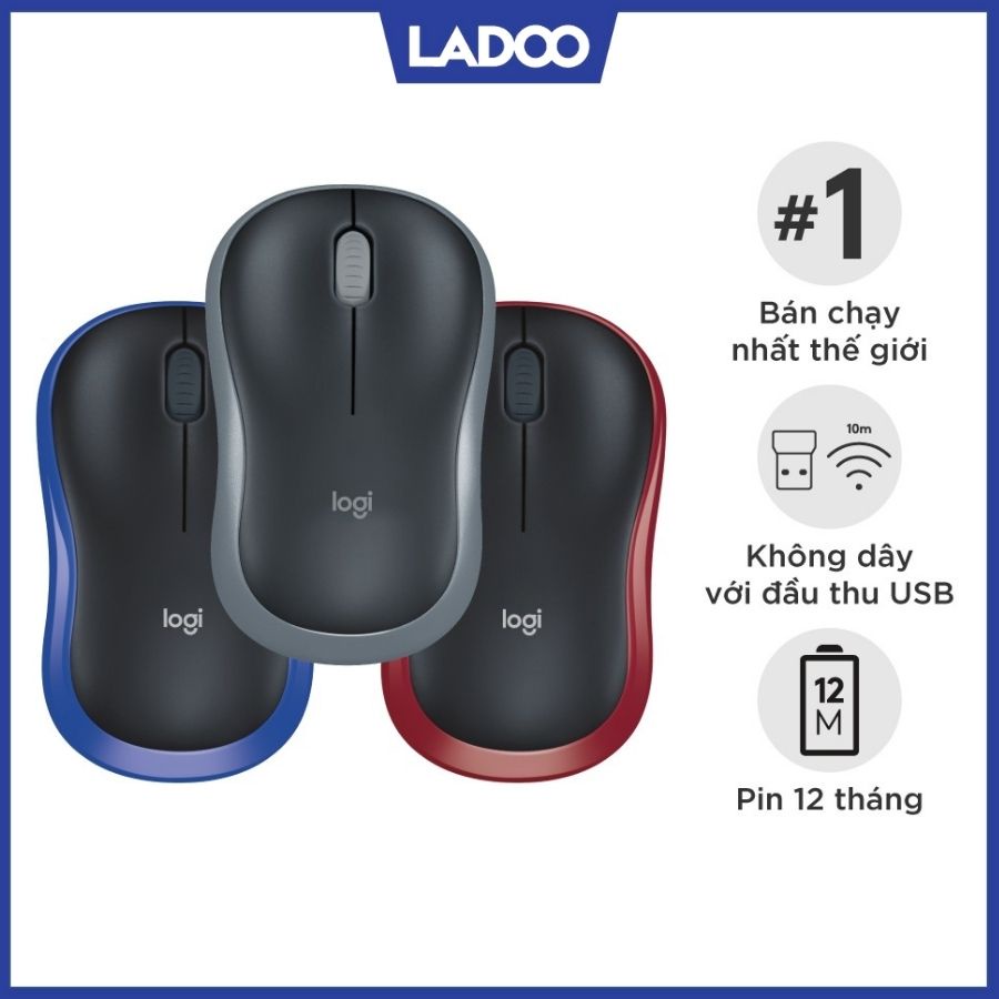 Chuột không dây Logitech M185 - Bảo hành 36 tháng chính hãng