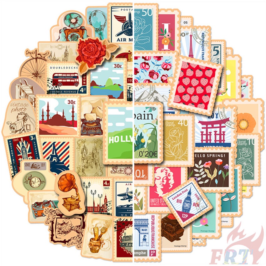 Bộ 100 Cái ❉ Tem Dán Trang Trí Nghệ Thuật Phong Cách Retro Đẹp Mắt ❉ Sticker Dán Tường Chống Thấm Nước Họa Tiết Doodle Hợp Thời Trang