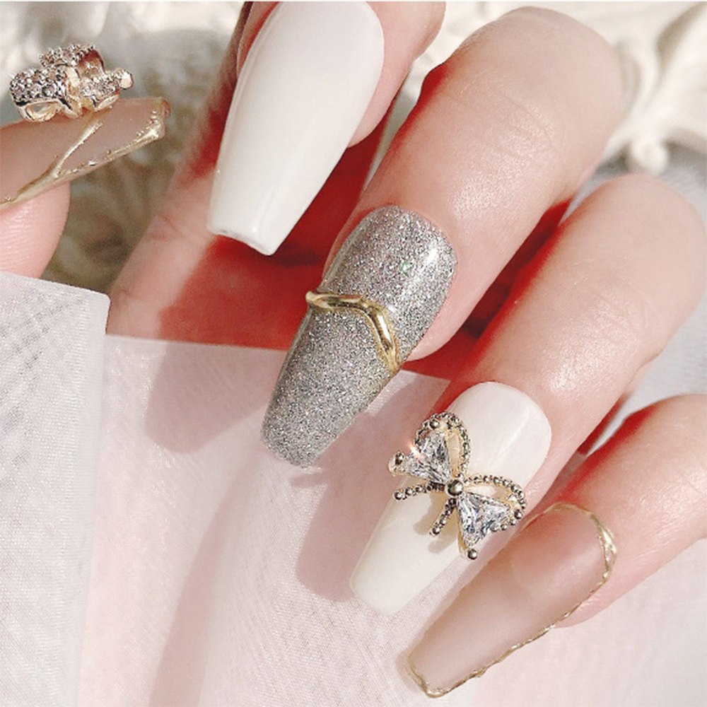 CHARMS (Hàng Mới Về) 1 Phụ Kiện Trang Trí Móng Tay Nghệ Thuật Họa Tiết Nơ Và Ngọc Trai Thời Trang