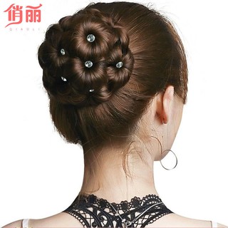 Đồ búi tóc tóc giả tạo hình hoa đính hạt kim cương dành cho nữ