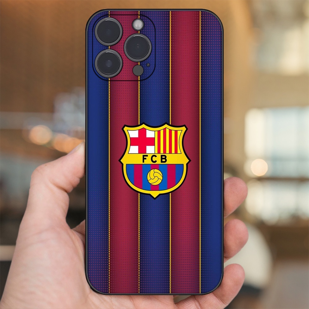 Ốp lưng iPhone 13 Pro Max dẻo đen cạnh vuông in hình Barcelona Barca