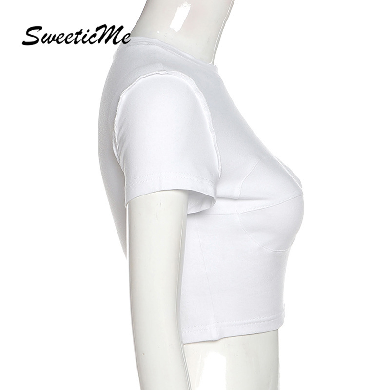 Áo Thun Tay Ngắn Màu Sắc Đơn Giản Cho Nữ