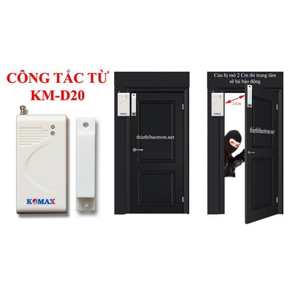 Công Tắc Từ Gắn Cửa Báo Trộm Komax KM-D20 (phụ kiện trung tâm báo trộm)