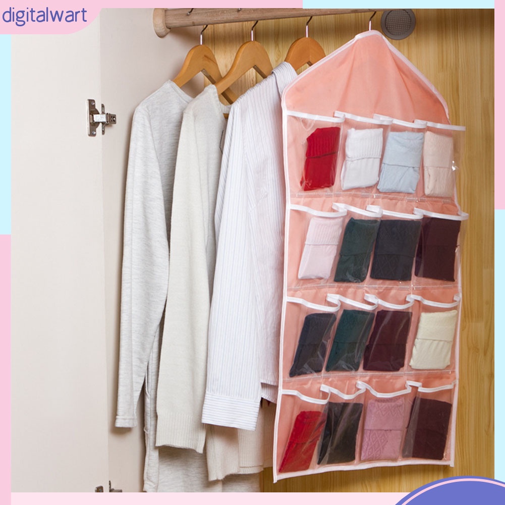 Túi Treo Trong Suốt 16 Ngăn Đựng Đồ Lót / Vớ Chống Bụi Bẩn Tiện Dụng
