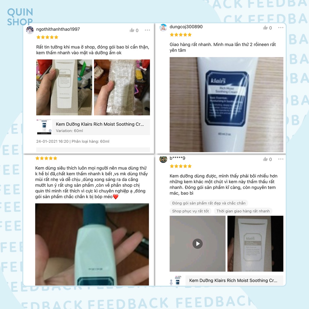 Kem Dưỡng Cấp Ẩm, Làm Dịu, Chống Lão Hóa Klairs Rich Moist Soothing Cream