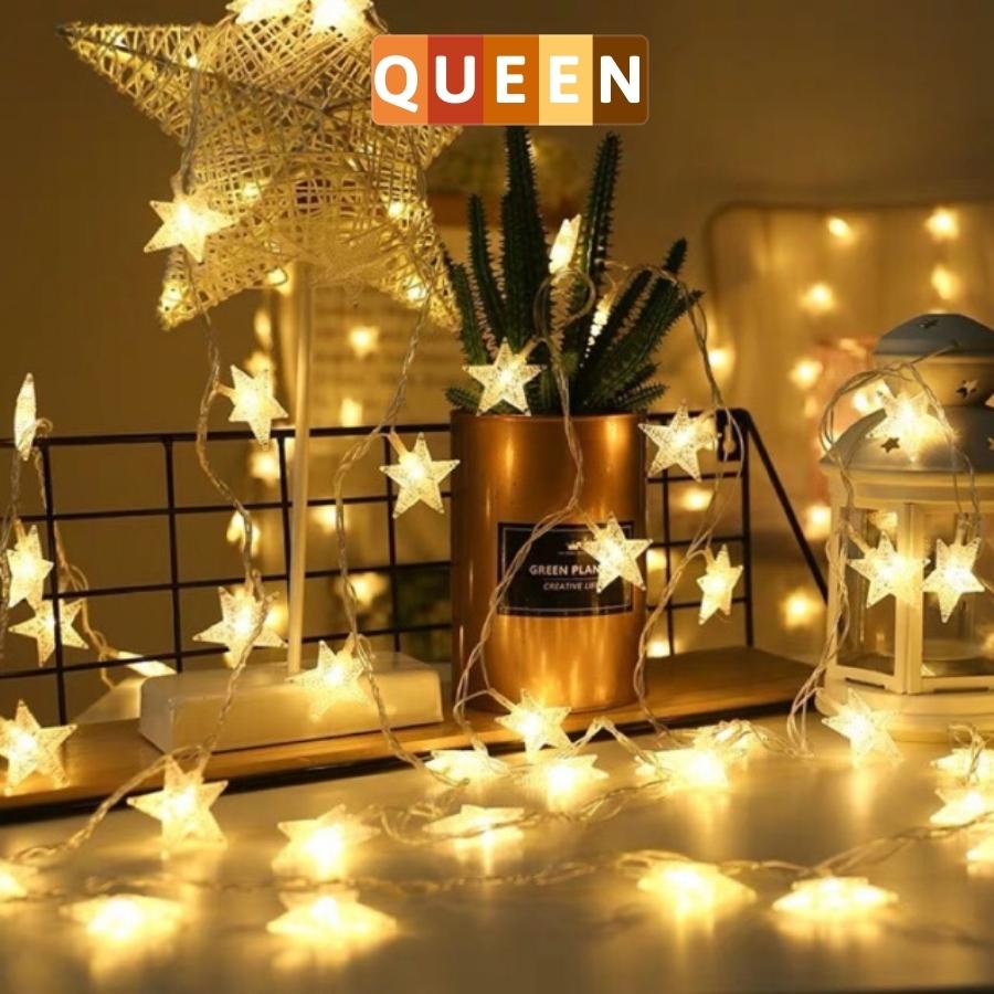 Dây đèn led trang trí 40 ngôi sao dài 6 mét ánh sáng vàng hai chế độ QH77 - QUEENHOUSE