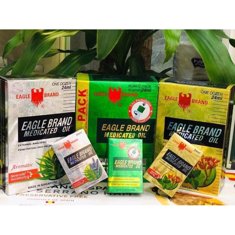Dầu gió xanh Mỹ hiệu Con Ó eagle Brand Medicated oil-made in Singapore