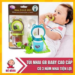 Túi nhai ăn dặm Gb Baby Cao Cấp Hàn Quốc có 3 núm nhai cho bé