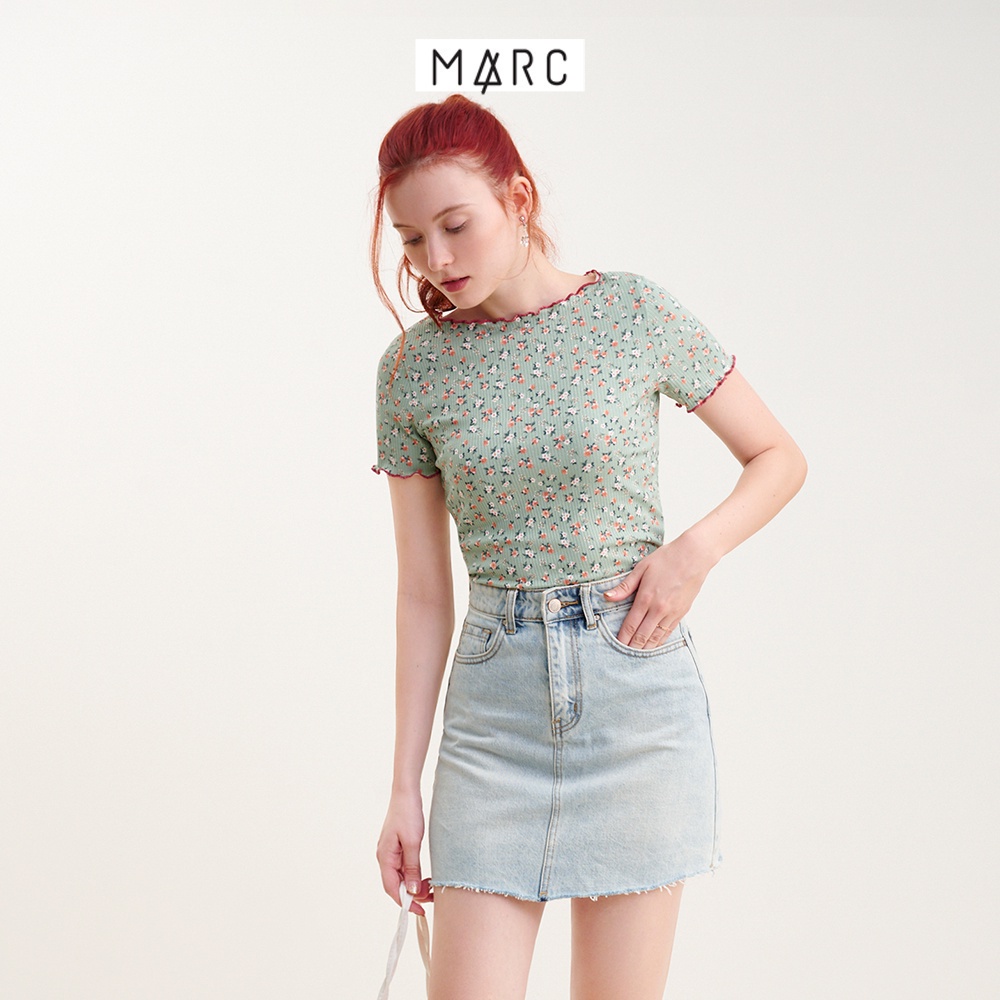 Áo thun nữ MARC FASHION họa tiết hoa viền chỉ màu FATN0701 | BigBuy360 - bigbuy360.vn