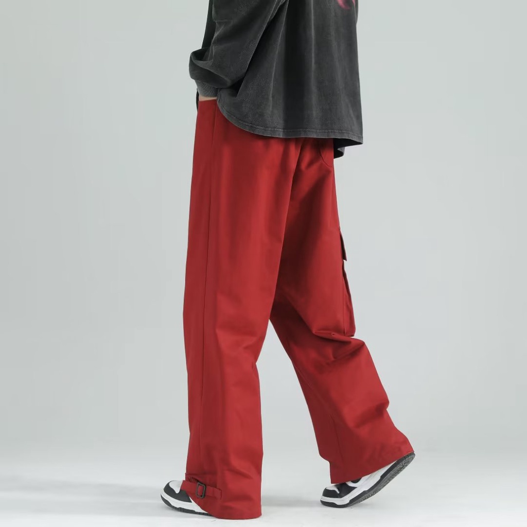 quần túi hộp nam retro thời trang quần túi hộp nữ from rộng quần ống suông phong cách Hàn Quốc thời trang quần thể thao nam dài trẻ tuổi  unisex Quần ống rộng