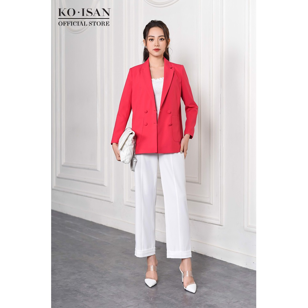 Áo khoác blazer nữ KO-ISAN thiết kế thanh lịch với 04 khuy cúc, chất liệu cao cấp - 390121