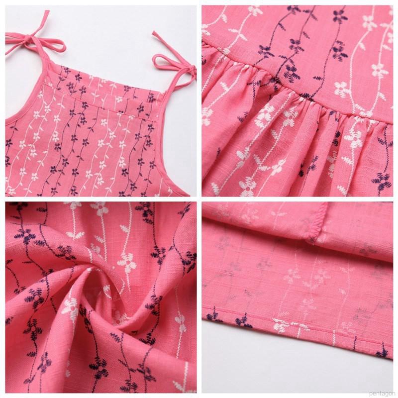 Đầm hai dây họa tiết hoa cho bé gái