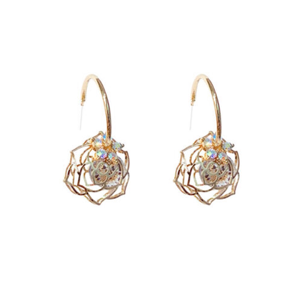 Hoa Tai Hình Hoa Hồng Đính Đá Zircon Sang Trọng