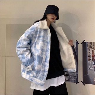 Áo khoác jeans mây xanh tie dye | Shopee Việt Nam