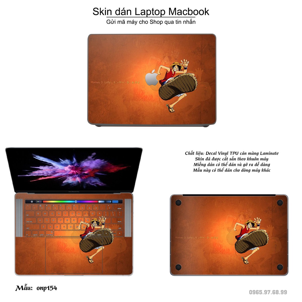 Skin dán Macbook mẫu One Piece (đã cắt sẵn, inbox mã máy cho shop)