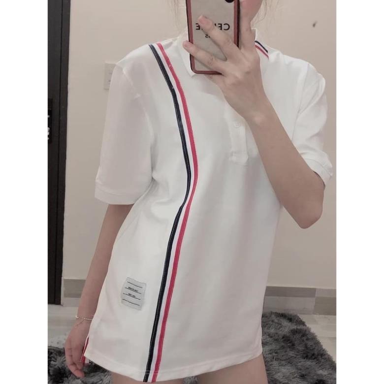 Áo Polo Thom Hot Trend 2022 Tay Lỡ Cổ Đức Unisex Nam Nữ - Áo Thun Cổ Bẻ Tay Ngắn Freesize Có Ảnh Thật Shop Chụp Hottrend