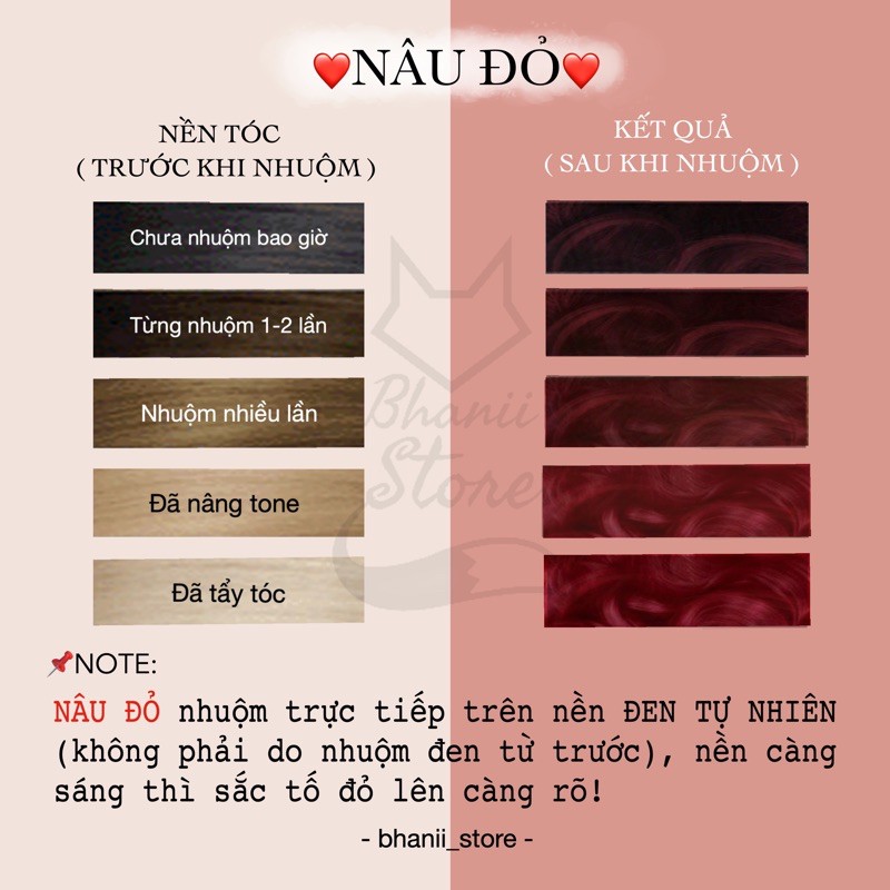 Thuốc nhuộm tóc Nâu Đỏ KHÔNG TẨY bhanii store