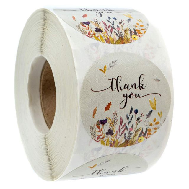 Tag giấy decal cảm ơn dán sản phẩm đóng gói quà tặng, bao bì bánh, đồ uống