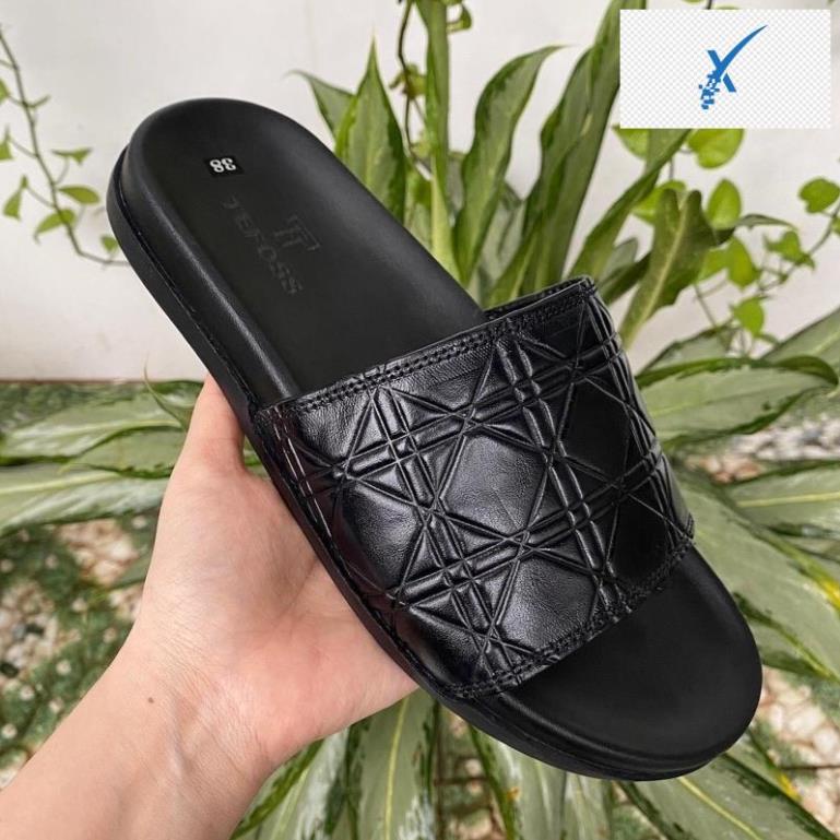 Dép nam da bò thật TEFOSS DT01 quai ngang trẻ trung, năng động size 38-44 *