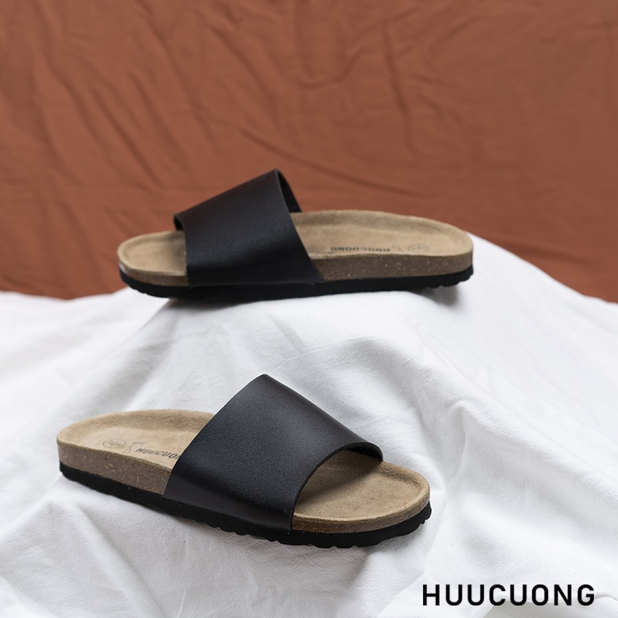 Dép unisex HuuCuong 1 quai đen đế trấu