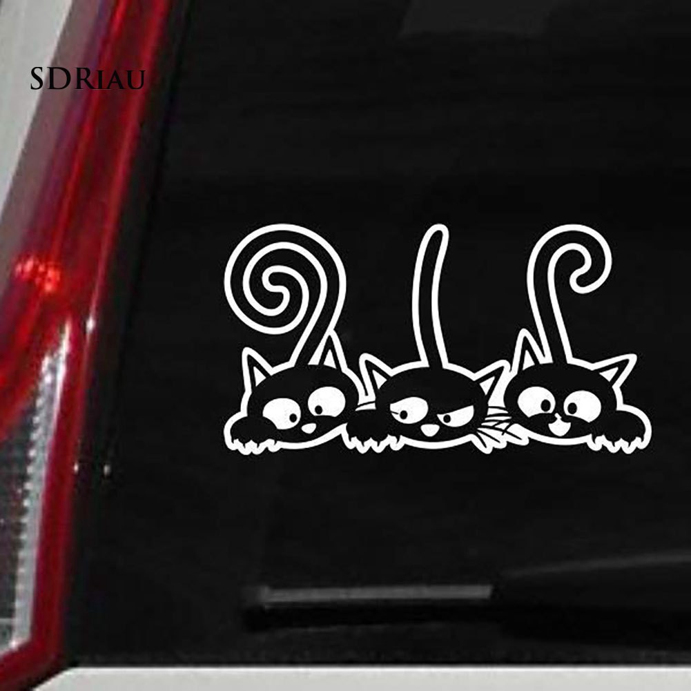 Decal hình mèo dễ thương trang trí thân xe &amp; cửa sổ oto