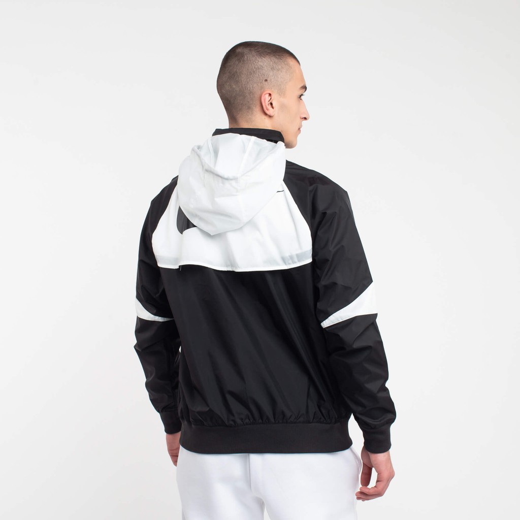 [CHÍNH_HÃNG] ÁO KHOÁC NIKE WINDBREAKER HOODED JACKET - ĐEN PHỐI TRẮNG