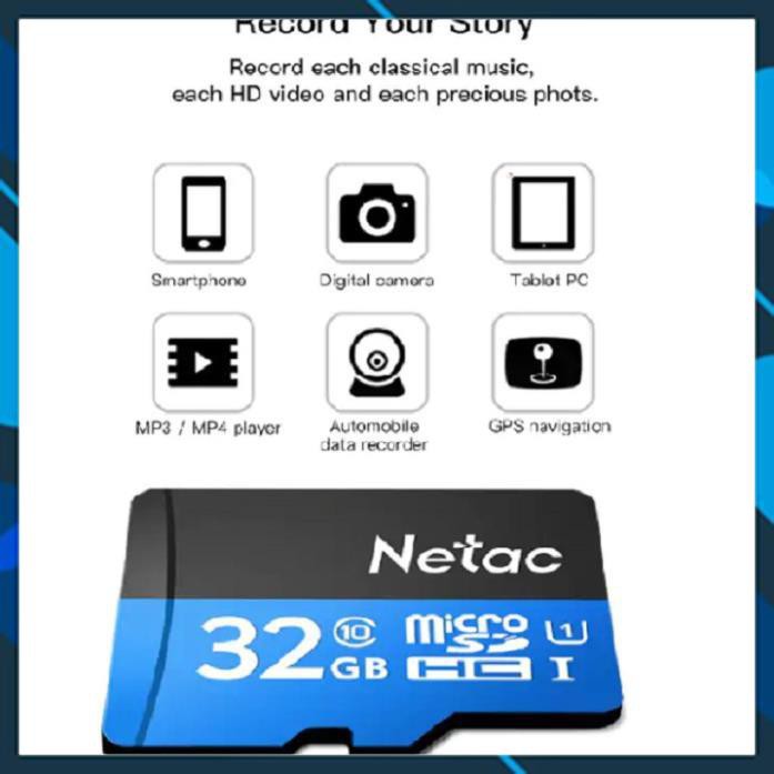 Thẻ nhớ Netac 32GB Class10 – Mua từ 3 tặng 1 đầu đọc thẻ – chính hãng – Bảo hành 5 năm [Giá Hủy Diệt]