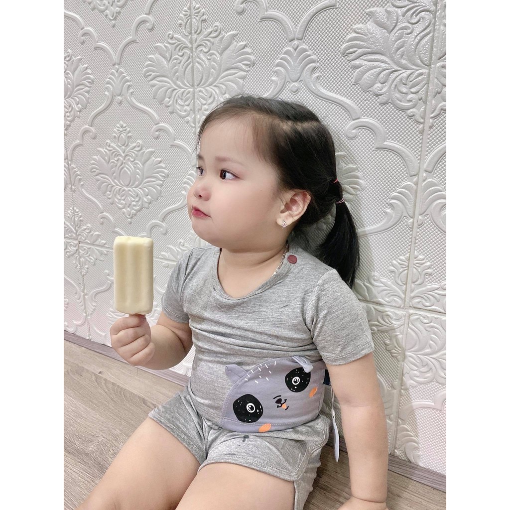 |FAMARAL2 giảm 10k cho đơn 50k|Bộ Cộc Tay Thun Lạnh Cho Bé Phiên Bản Mặt Cún 5 Màu Xinh Xắn (QATE306)