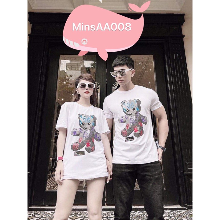 Áo thun tay lỡ Unisex dạng cặp Hình Gấu dễ thương